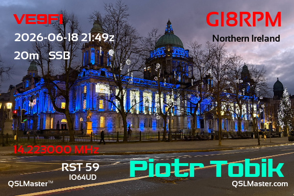 QSL Master Card for GI8RPM QSO with VE9FI