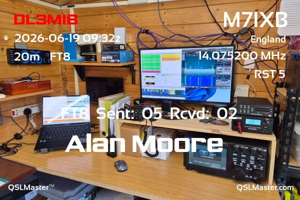 QSL Master Card for M7IXB QSO with DL3MIB