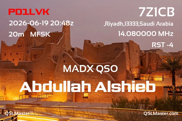 QSL Master Card for 7Z1CB QSO with PD1LVK