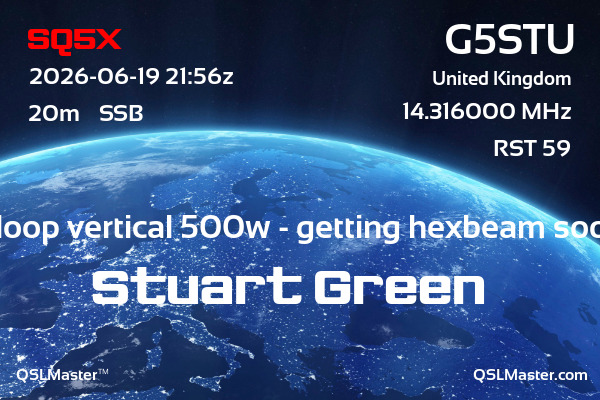 QSL Master Card for G5STU QSO with SQ5X