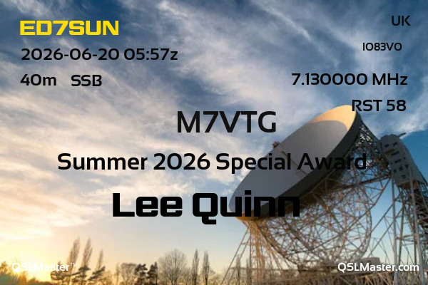 QSL Master Card for M7VTG QSO with ED7SUN