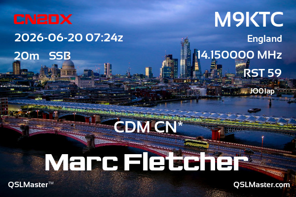 QSL Master Card for M9KTC QSO with CN2DX
