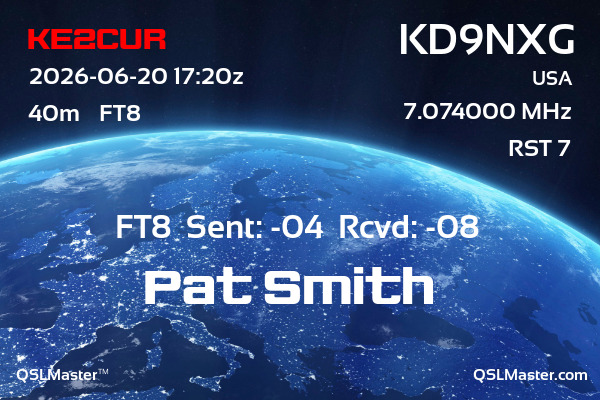 QSL Master Card for KD9NXG QSO with KE2CUR