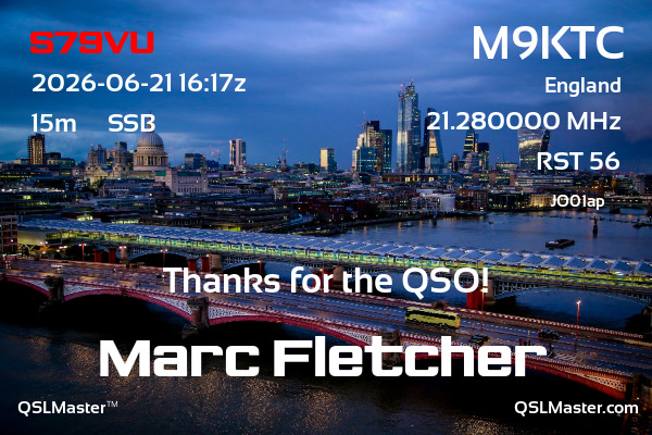 QSL Master Card for M9KTC QSO with S79VU