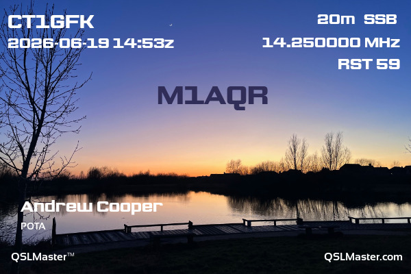 QSL Master Card for M1AQR QSO with CT1GFK