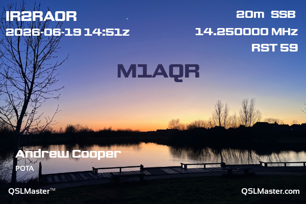 QSL Master Card for M1AQR QSO with IR2RAOR