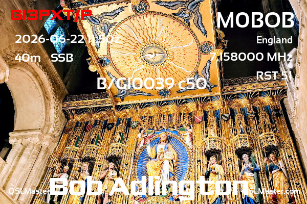 QSL Master Card for M0BOB QSO with GI3PXT/P