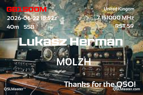 QSL Master Card for M0LZH QSO with GB1500M