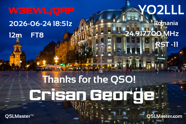 QSL Master Card for YO2LLL QSO with W3EWL/QRP