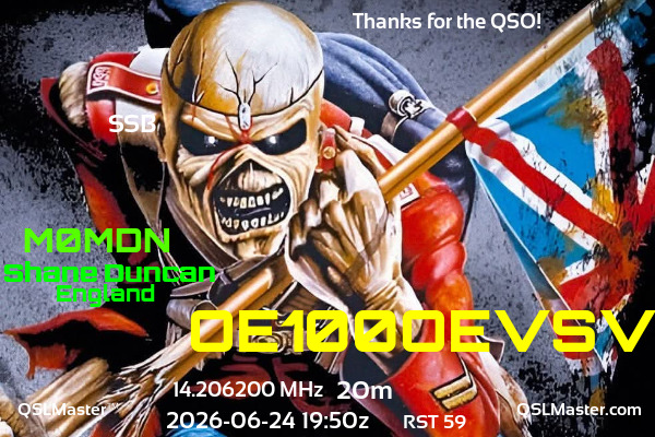 QSL Master Card for M0MDN QSO with OE100OEVSV