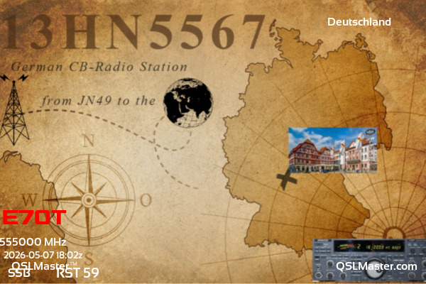 QSL Master Card for 13HN5567 QSO with E70T