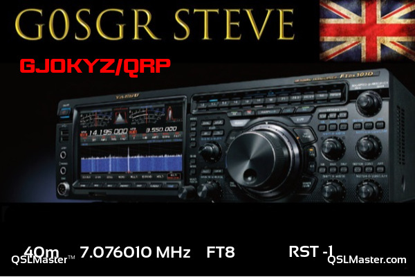 QSL Master Card for G0SGR QSO with GJ0KYZ/QRP