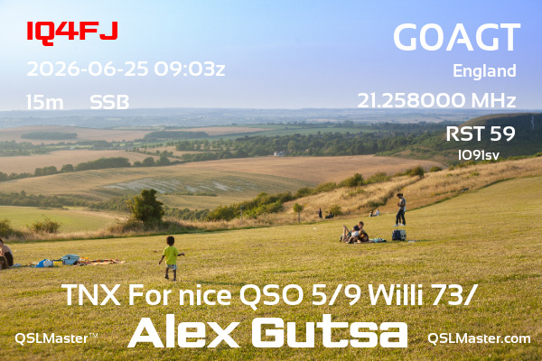 QSL Master Card for G0AGT QSO with IQ4FJ