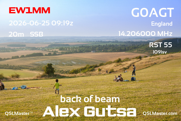 QSL Master Card for G0AGT QSO with EW1MM
