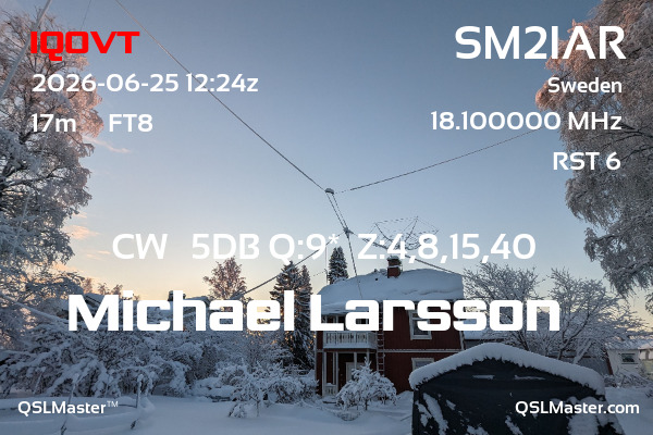 QSL Master Card for SM2IAR QSO with IQ0VT