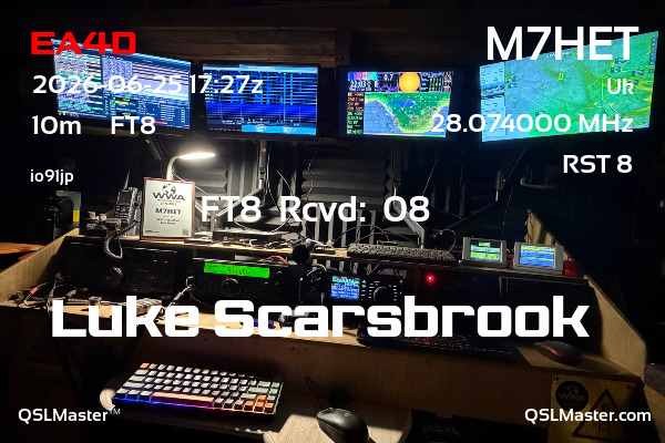 QSL Master Card for M7HET QSO with EA4D
