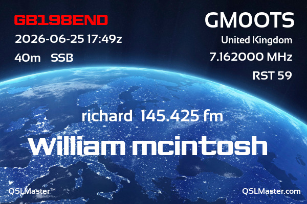 QSL Master Card for GM0OTS QSO with GB198END