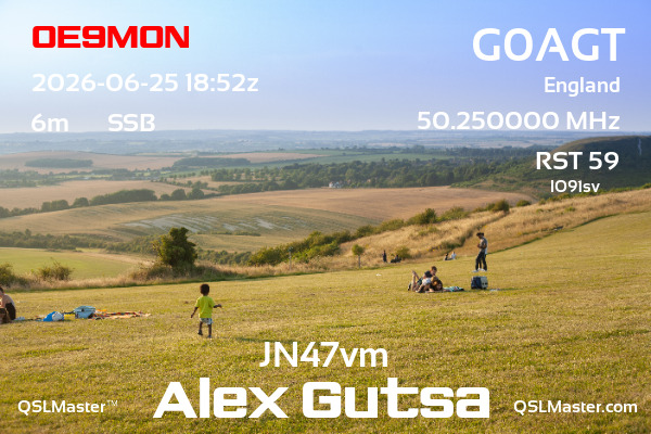 QSL Master Card for G0AGT QSO with OE9MON