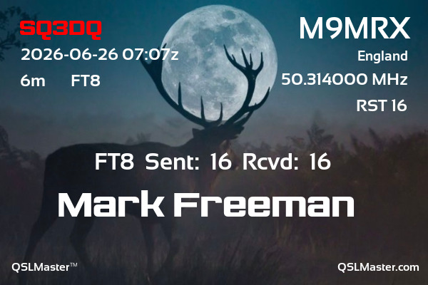 QSL Master Card for M9MRX QSO with SQ3DQ