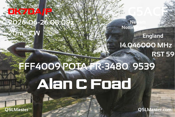 QSL Master Card for G5ACF QSO with OK7DA/P