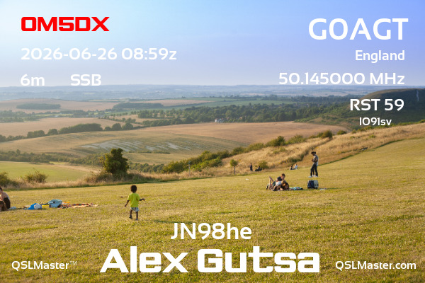 QSL Master Card for G0AGT QSO with OM5DX