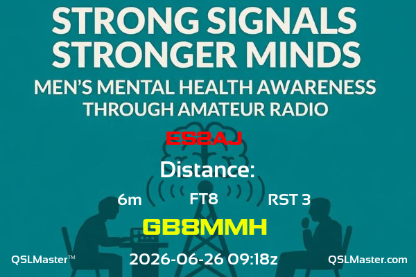 QSL Master Card for GB8MMH QSO with ES2AJ