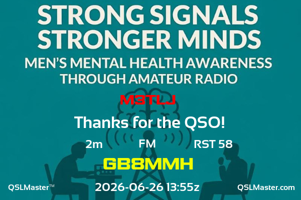 QSL Master Card for GB8MMH QSO with M3TLJ