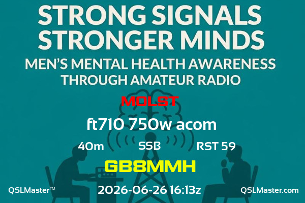 QSL Master Card for GB8MMH QSO with M0LST