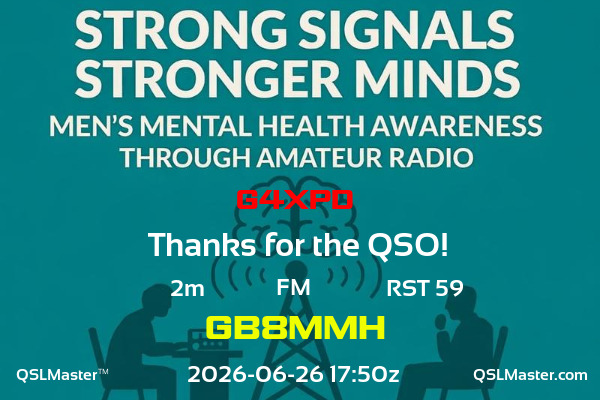 QSL Master Card for GB8MMH QSO with G4XPD