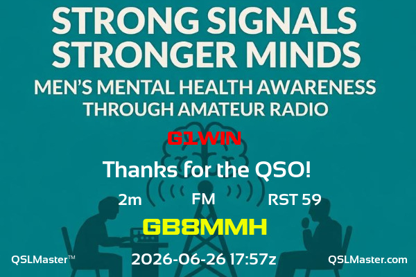 QSL Master Card for GB8MMH QSO with G1WIN