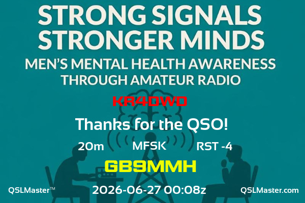 QSL Master Card for GB9MMH QSO with KR4DWD