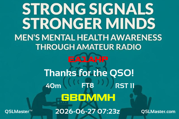 QSL Master Card for GB0MMH QSO with EA1AHP
