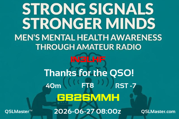 QSL Master Card for GB26MMH QSO with IN3LHF