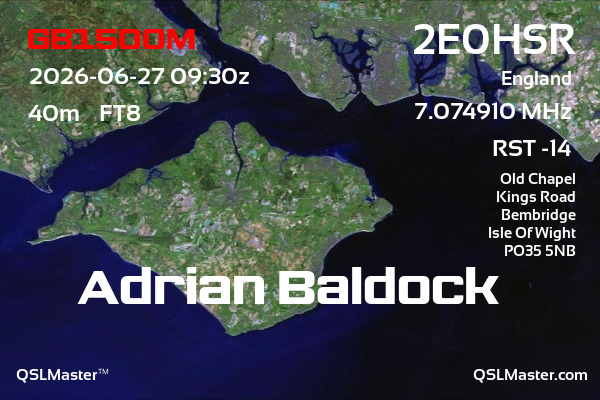 QSL Master Card for 2E0HSR QSO with GB1500M