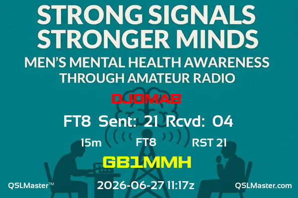QSL Master Card for GB1MMH QSO with DJ0MAB