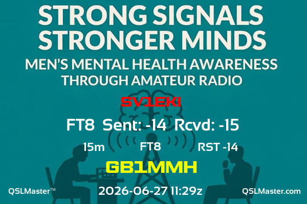 QSL Master Card for GB1MMH QSO with SV1EKI