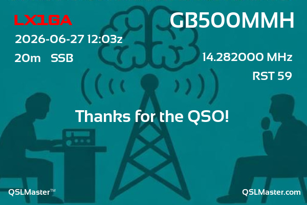 QSL Master Card for GB500MMH QSO with LX1GA