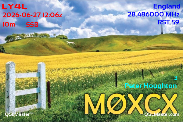 QSL Master Card for M0XCX QSO with LY4L