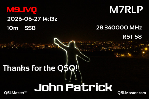 QSL Master Card for M7RLP QSO with M9JVQ