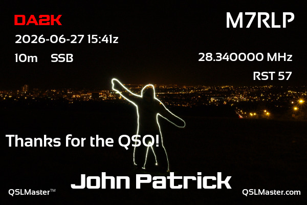QSL Master Card for M7RLP QSO with DA2K