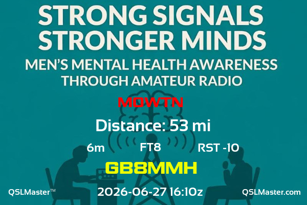 QSL Master Card for GB8MMH QSO with M0WTN