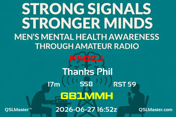 QSL Master Card for GB1MMH QSO with F4DCJ