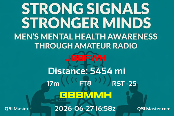QSL Master Card for GB8MMH QSO with JG8FWH