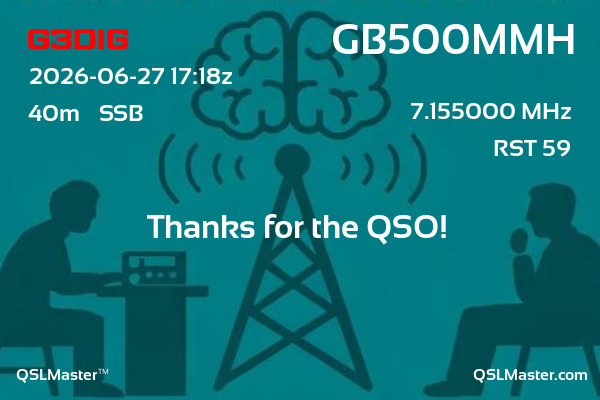 QSL Master Card for GB500MMH QSO with G3DIG