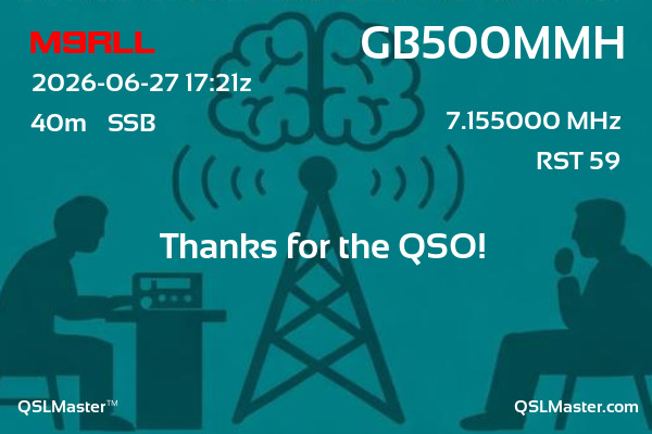 QSL Master Card for GB500MMH QSO with M9RLL