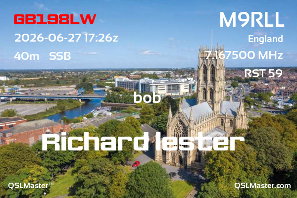 QSL Master Card for M9RLL QSO with GB198LW