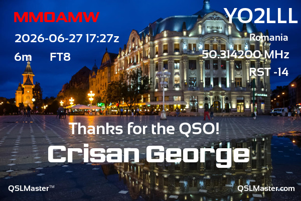QSL Master Card for YO2LLL QSO with MM0AMW
