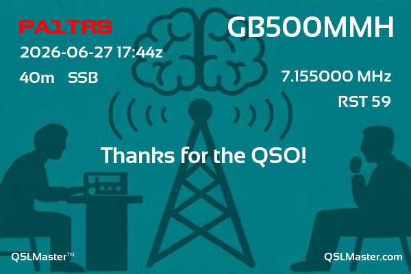 QSL Master Card for GB500MMH QSO with PA1TRS