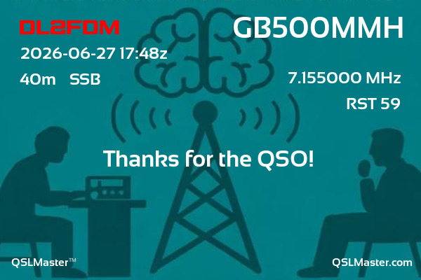 QSL Master Card for GB500MMH QSO with DL2FDM