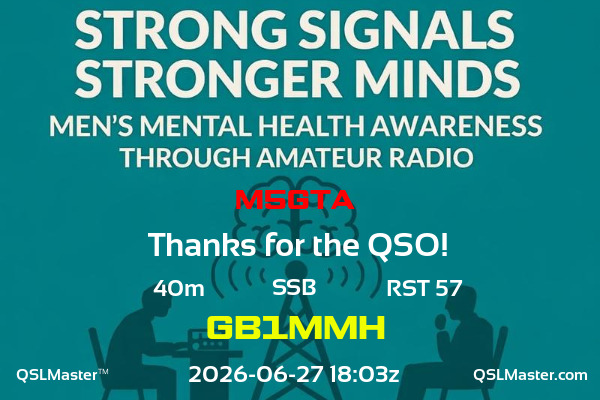 QSL Master Card for GB1MMH QSO with M5GTA